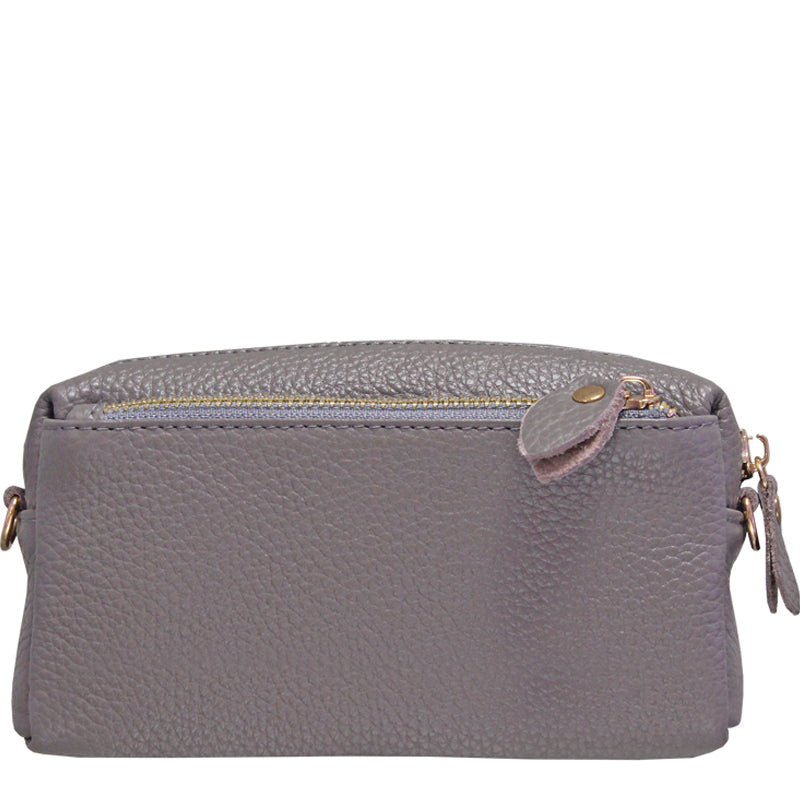 (1an) Your Bag Heaven Grey Leather Crossbody Shoulder Wrist Bag