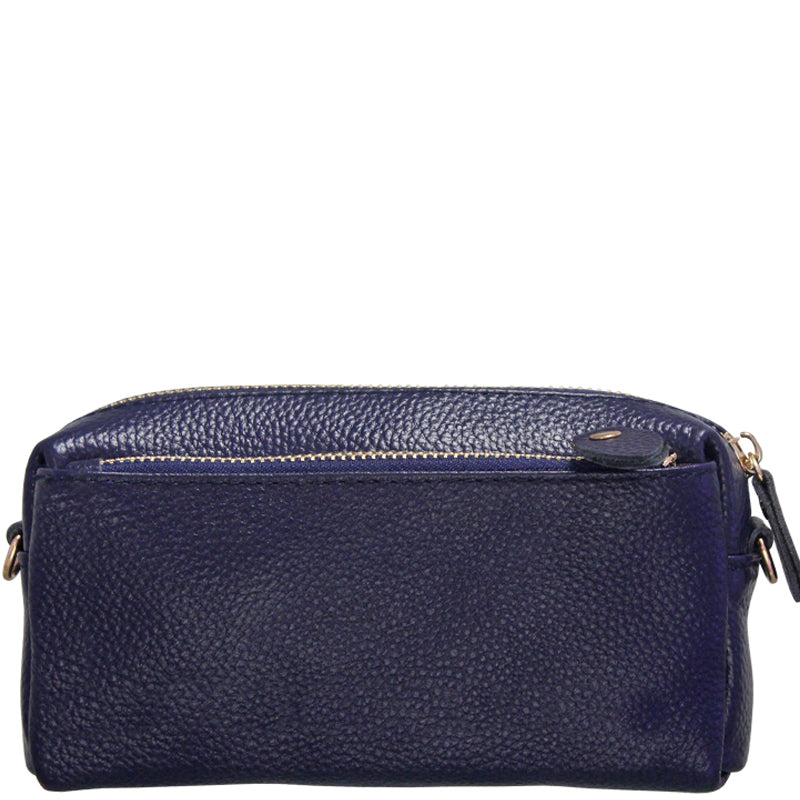 (1an) Your Bag Heaven Navy Blue Leather Crossbody Shoulder Wrist Bag