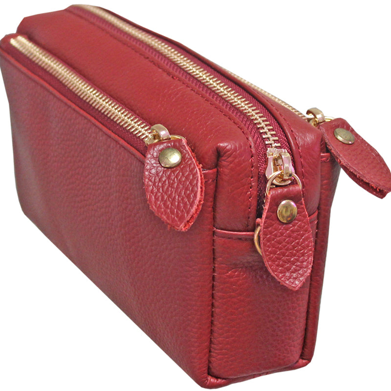 (1an) Your Bag Heaven Red Leather Crossbody Shoulder Wrist Bag