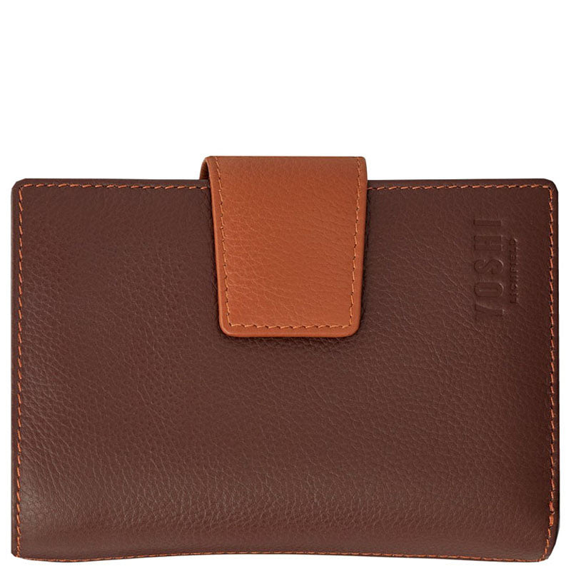 (B4) Yoshi Brown Multi Leather Zip Around Wallet Purse