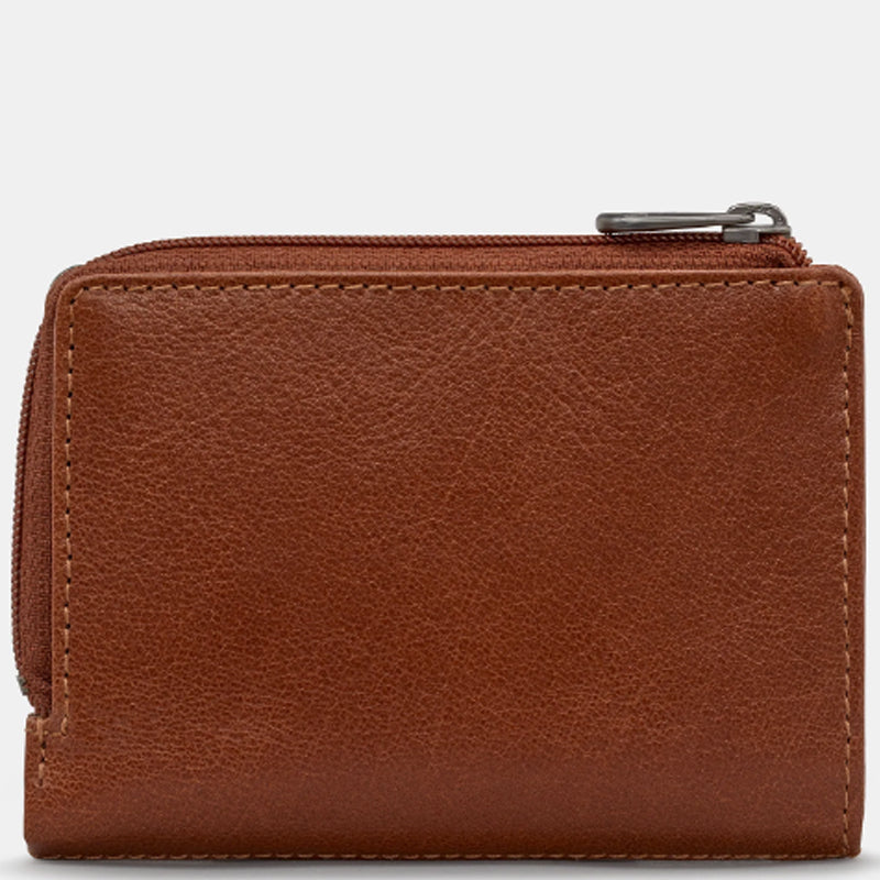 (A9) Yoshi Brown Blue Soft Leather Front Flap Purse