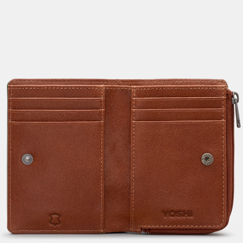 (A8) Yoshi Brown Soft Leather Front Flap Purse