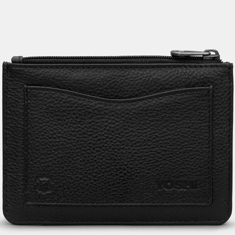 (A1c) Yoshi Black Soft Leather Coin Card Purse