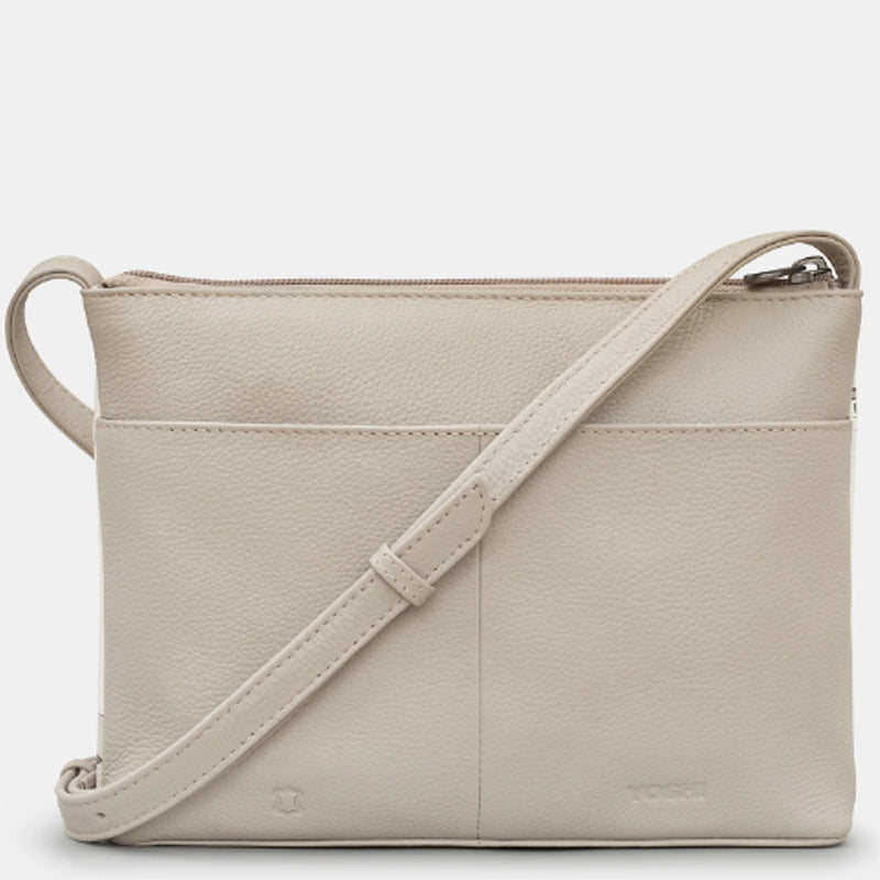 (A6) Yoshi Grey Leather Crossbody Shoulder Bag