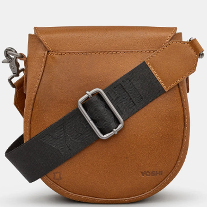 a Yoshi Brown Leather Crossbody Shoulder Bag