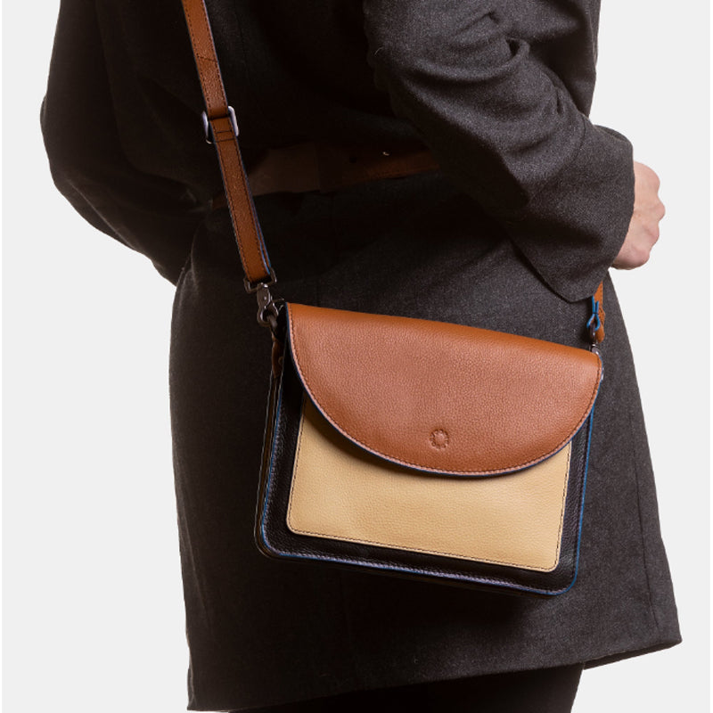 a1 Yoshi Black Multi Leather Crossbody Shoulder Bag