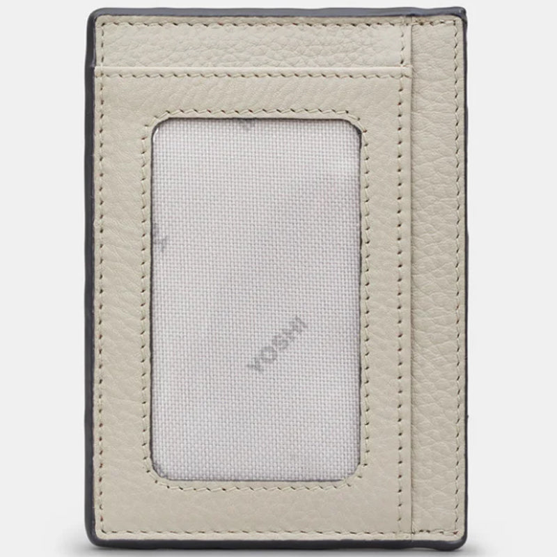 (A6) Yoshi Warm Grey Soft Leather Wallet Card I.D. Pass