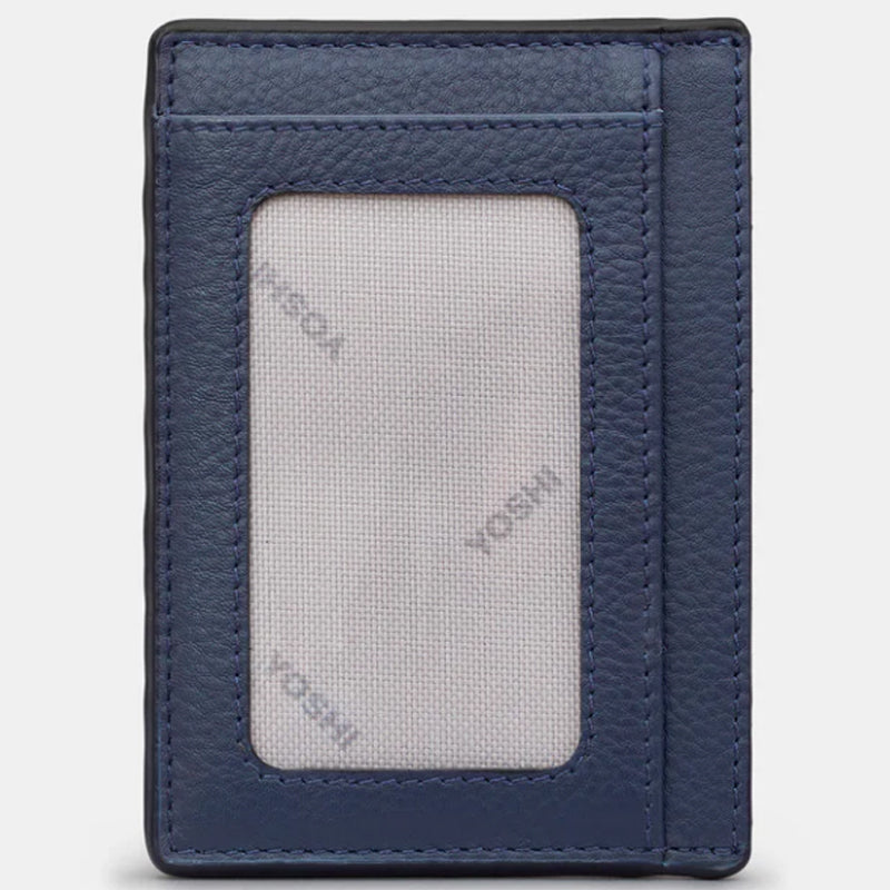 (A5) Yoshi Navy Blue Soft Leather Wallet Card I.D. Pass