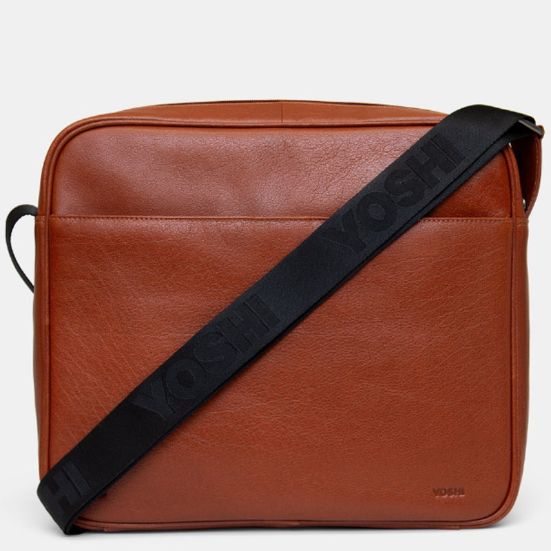 (A6) Yoshi Brown Soft Leather Crossbody Shoulder Messenger Bag