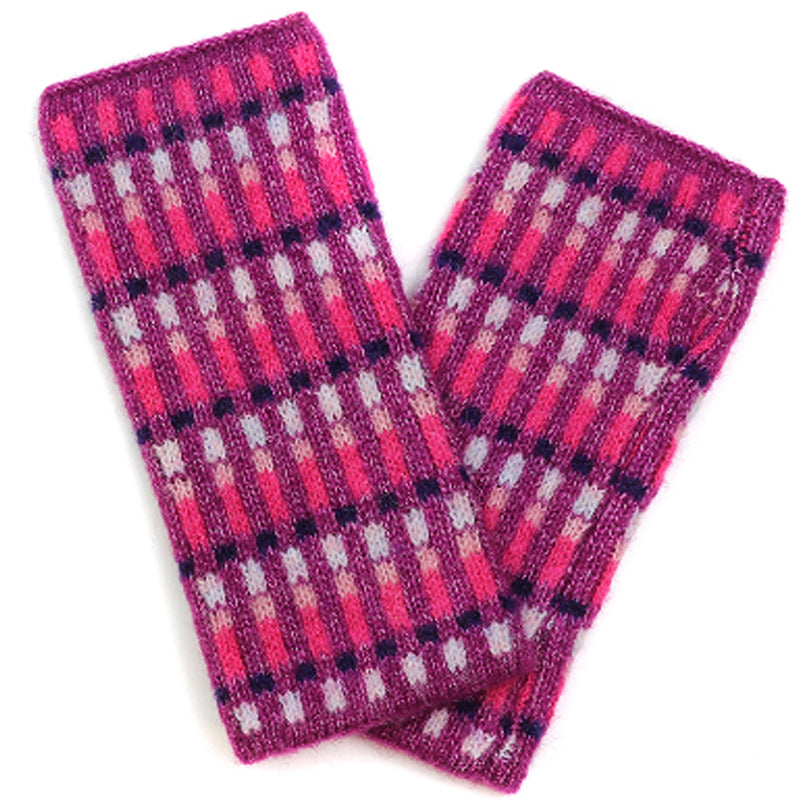 (b8) P.O.M Fuschia Pull Through Scarf And Bobble Hat And Wrist Warmers SET OF THREE