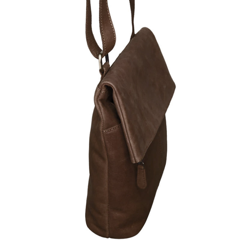 (a4) Bolla Leather Dark Brown Crossbody Shoulder Bag