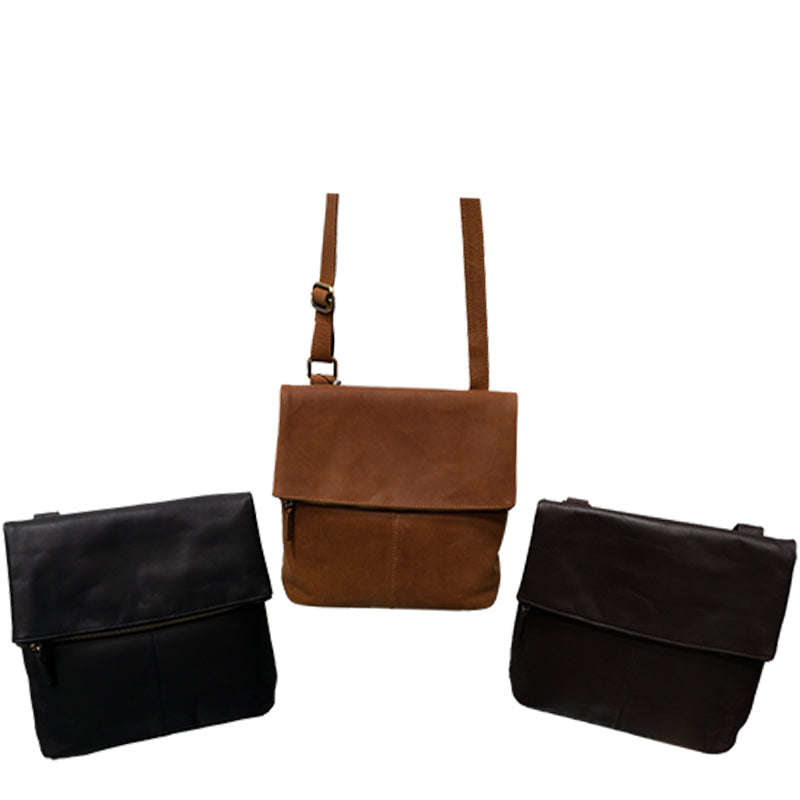 (a1) Bolla Leather Dark Brown Crossbody Shoulder Bag