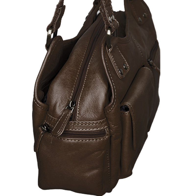 (a4) Bolla Leather Dark Brown Three Quarter Shoulder Bag