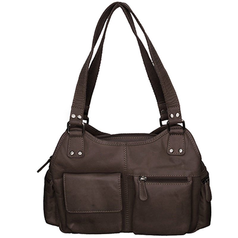 (a4) Bolla Leather Dark Brown Three Quarter Shoulder Bag
