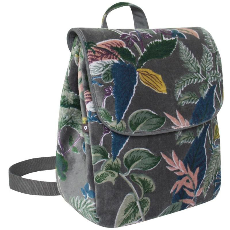 c Earth Squared Grey Velvet Backpack Grab bag