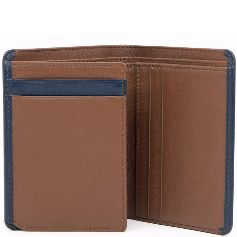 (a4) Golunski Navy Tan Leather Credit Card Notecase