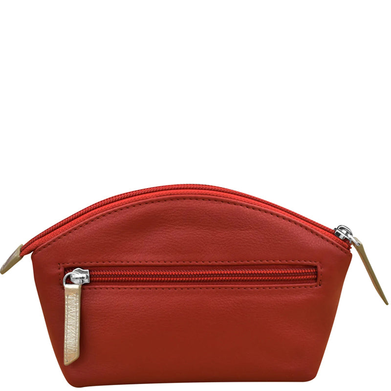 (a) Bag Heaven Make Up Cosmetic Bag Leather Red Gold