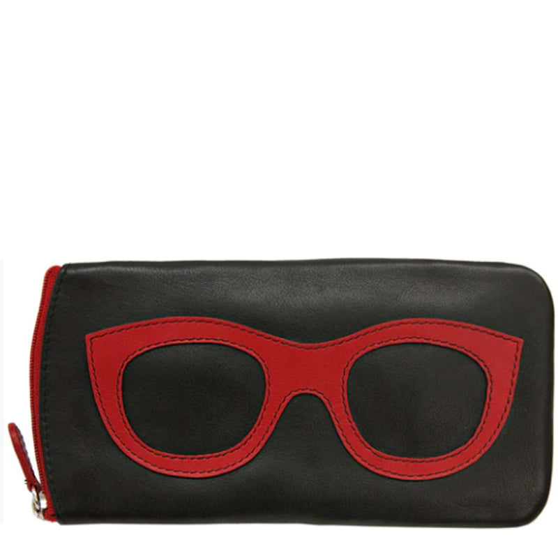 (a1) Bag Heaven Glasses Sunglasses Case Leather Black Red