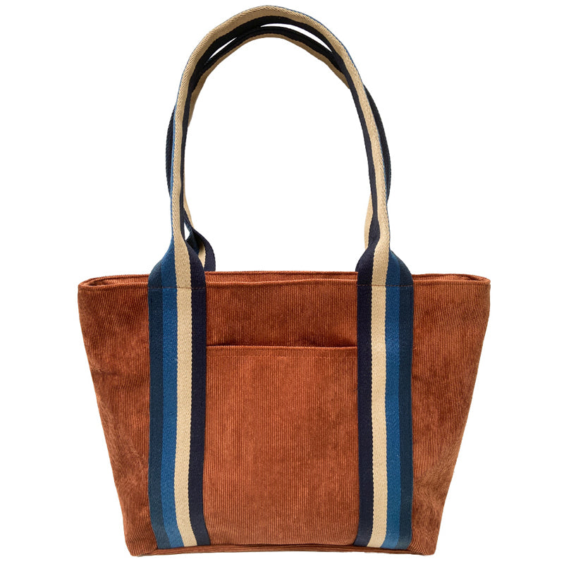 Lua (a1) Brown Cotton Corduroy Shopper Tote Bag Shoulder Bag
