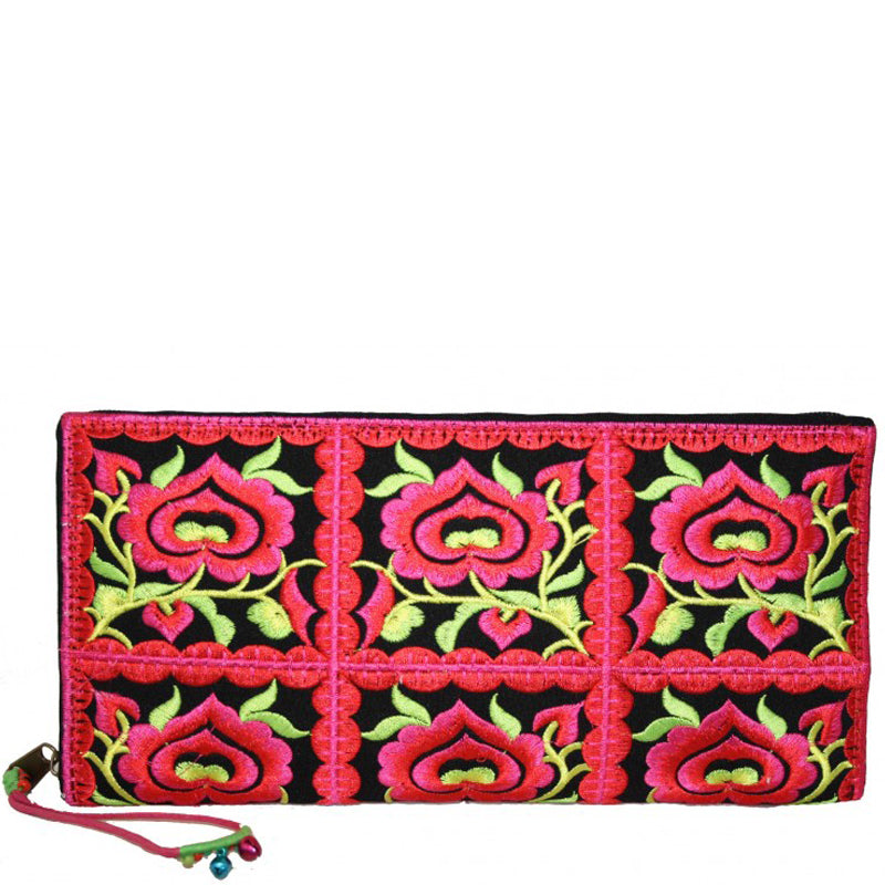 Your Bag Heaven a21 Embroided Red Large Clutch Bag Wrist Bag