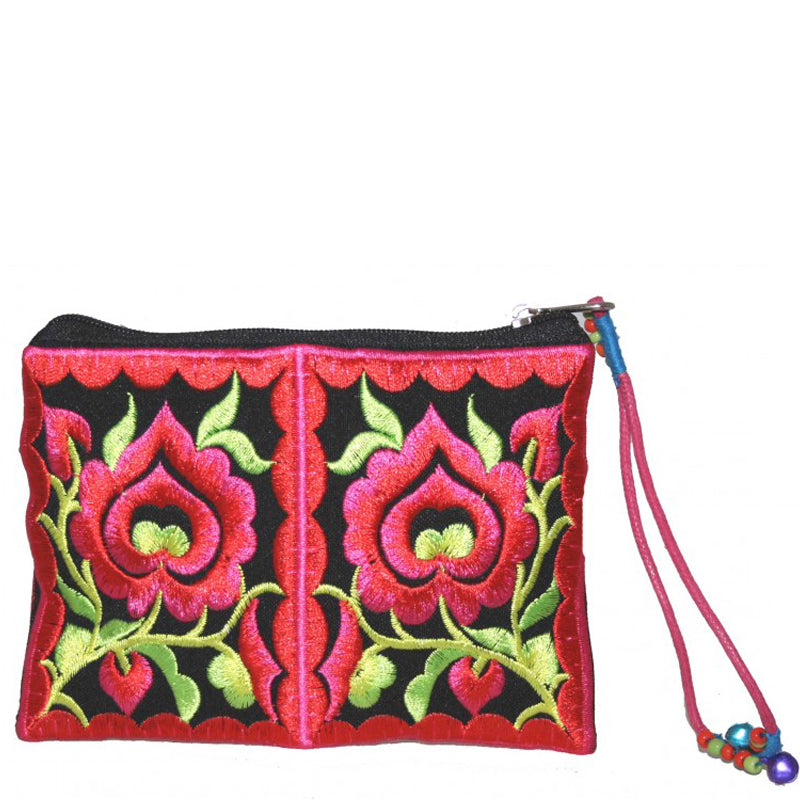 Your Bag Heaven a21 Embroided Red Coin Purse Wrist Bag