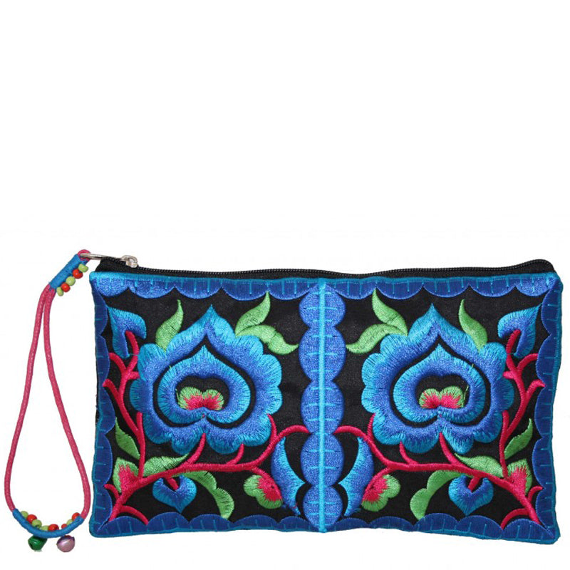 Your Bag Heaven a21 Embroided Coin Purse Blue Large Make-Up Bag Wrist Bag