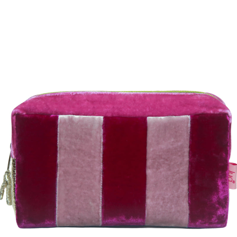 Lua (a7) Pink Multi Velvet Large Cosmetic Bag Make Up Bag