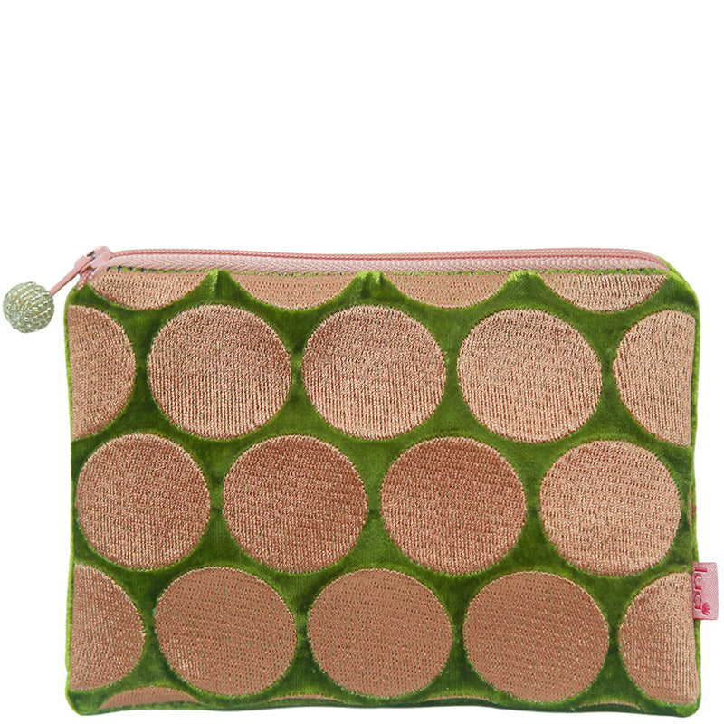 Lua (a8) Olive Green Velvet Small Make Up Bag Coin Card Purse