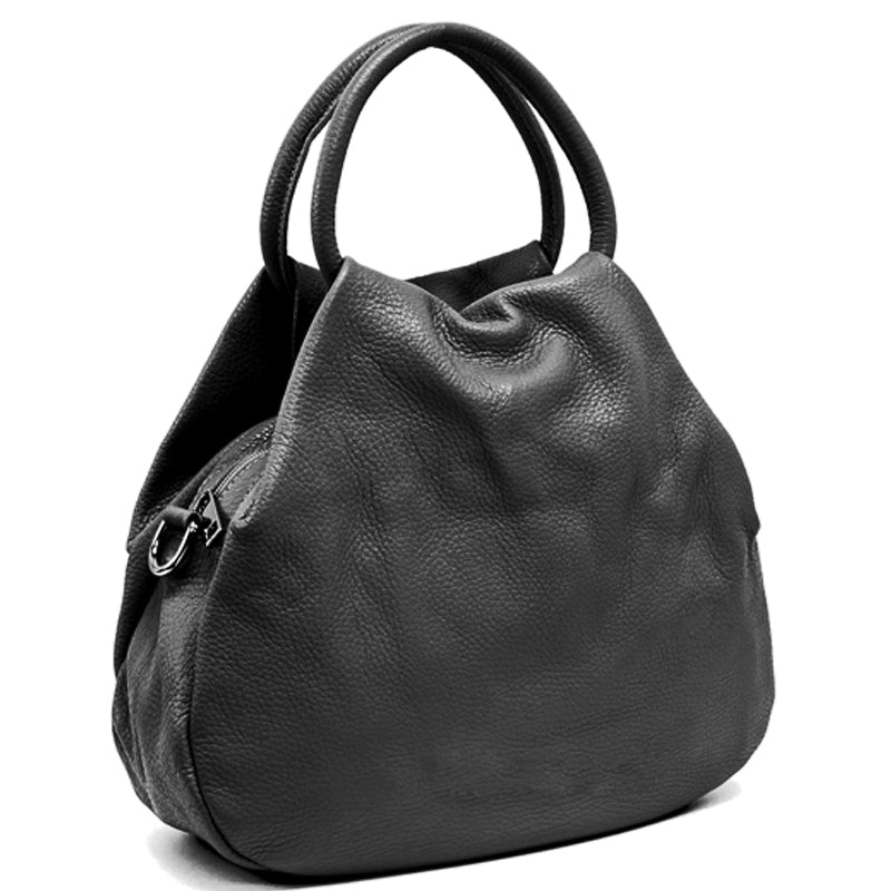 (a) Your Bag Heaven Black Leather Grab Bag Crossbody Shoulder Bag