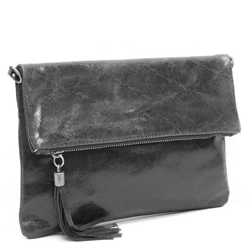 Your Bag Heaven (am) Metallic Black Leather Clutch Crossbody Shoulder Bag