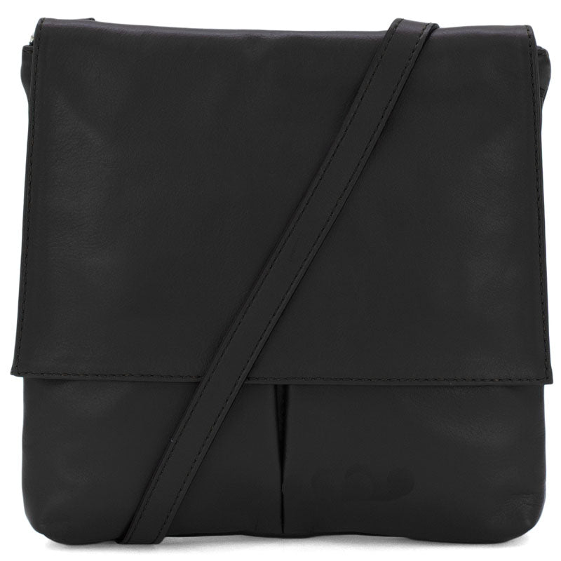 (a4) Your Bag Heaven Matt Black Leather Crossbody Shoulder Bag
