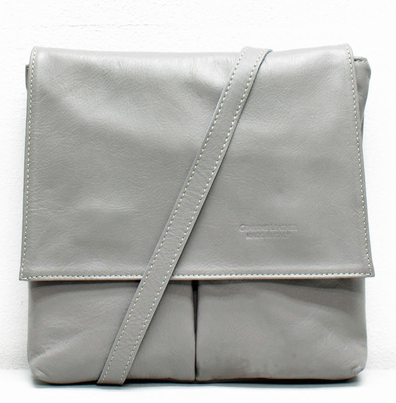 (1a) Your Bag Heaven Matt Grey Leather Crossbody Shoulder Bag