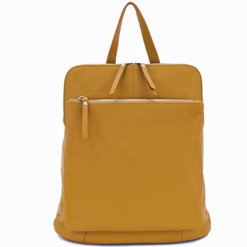(a6) Your Bag Heaven Backpack Crossbody Shoulder Bag Mustard Leather