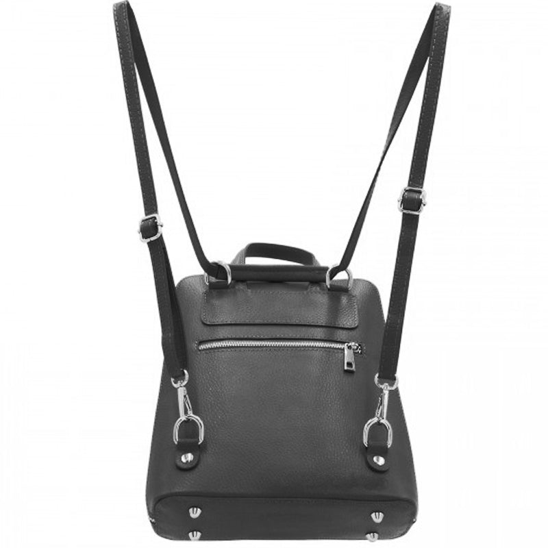 (a2) Your Bag Heaven Black Leather Backpack Crossbody Shoulder Bag