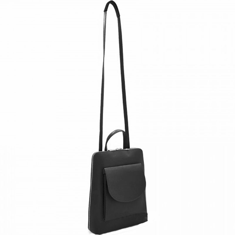 (a4) Your Bag Heaven Black Leather Backpack Crossbody Shoulder Bag