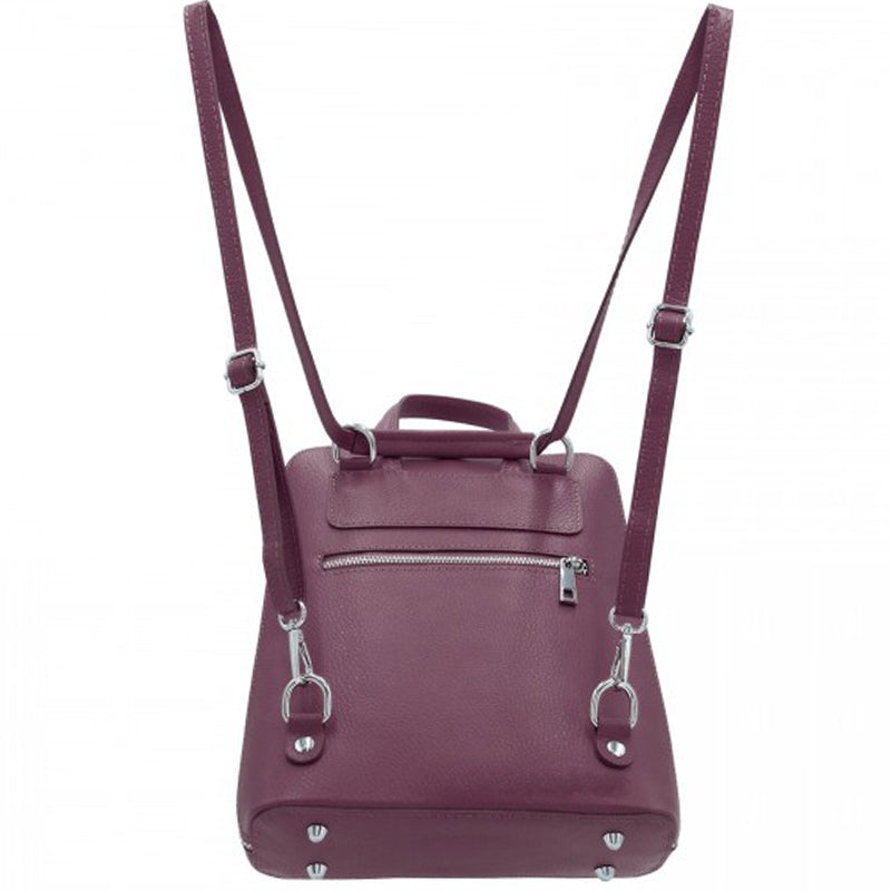 (a4a) Your Bag Heaven Burgundy Leather Backpack Crossbody Shoulder Bag