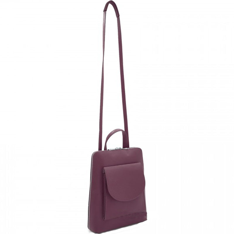 (a3) Your Bag Heaven Burgundy Leather Backpack Crossbody Shoulder Bag