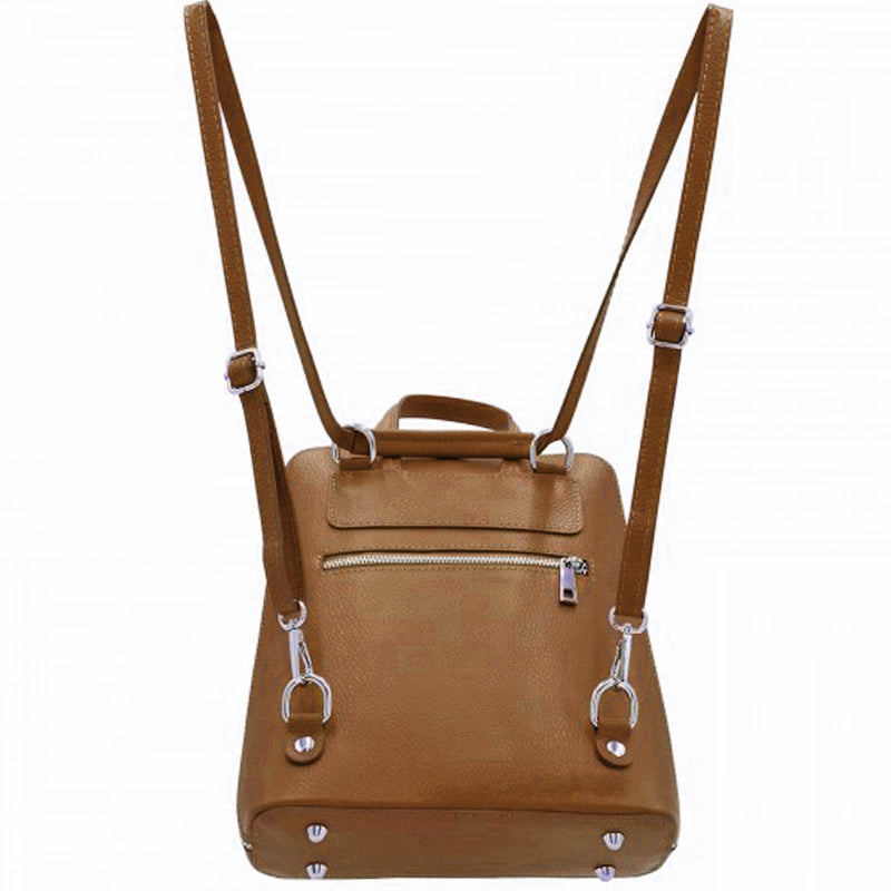 (a2) Your Bag Heaven Tan Leather Backpack Crossbody Shoulder Bag