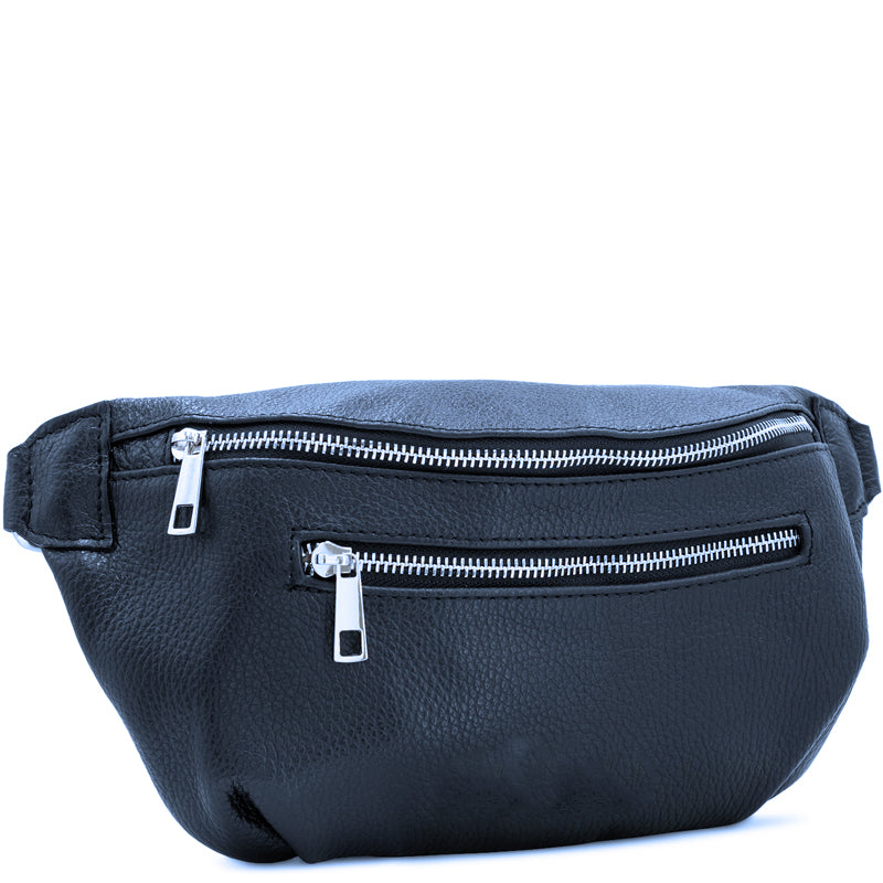 (a4) Your Bag Heaven Navy Blue Leather Large Crossbody Waist Sling Bag Coin Purse Set