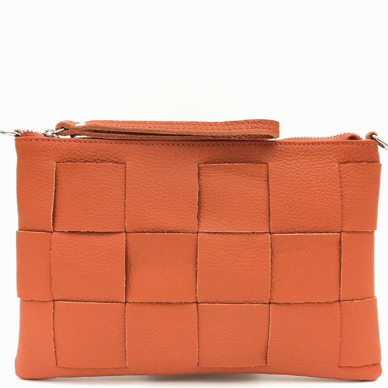 (1e) Your Bag Heaven Wrist Clutch Crossbody Shoulder Bag Bag Orange Leather