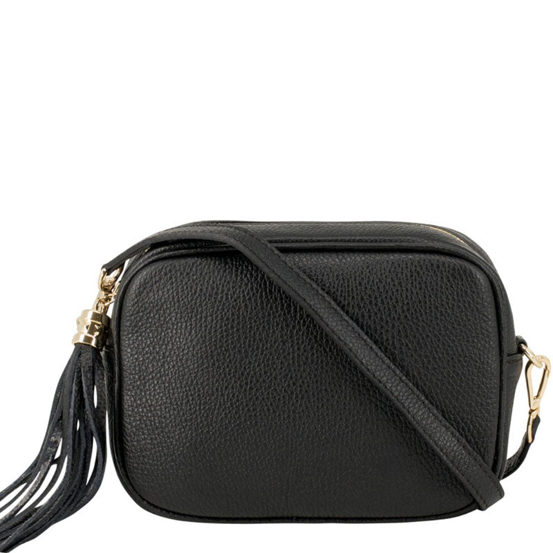 (a5) Your Bag Heaven Black Leather Crossbody Shoulder Bag