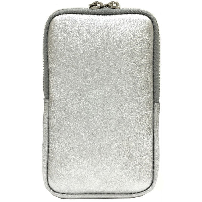 (a3) Your Bag Heaven Silver Gold Pewter + 2 More Metallic Leather Crossbody Shoulder Phone Bag