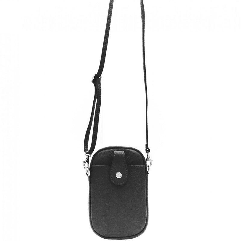 (a3) Your Bag Heaven Black Leather Crossbody Shoulder Bag Phone Bag