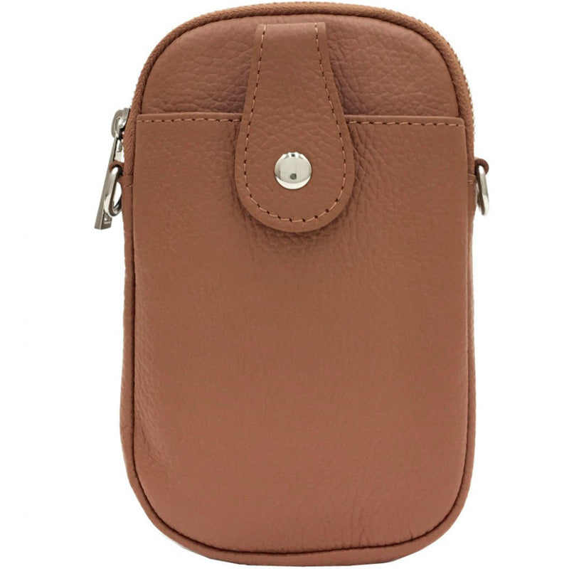 (a5) Your Bag Heaven Dark Tan Leather Crossbody Shoulder Bag Phone Bag