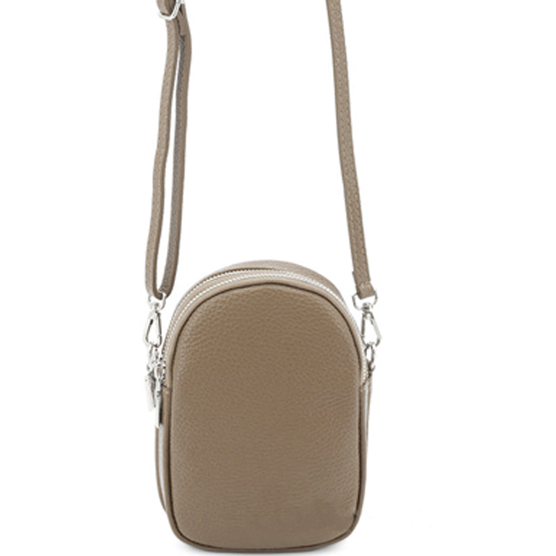 (c1) Your Bag Heaven Taupe Leather Crossbody Shoulder Bag