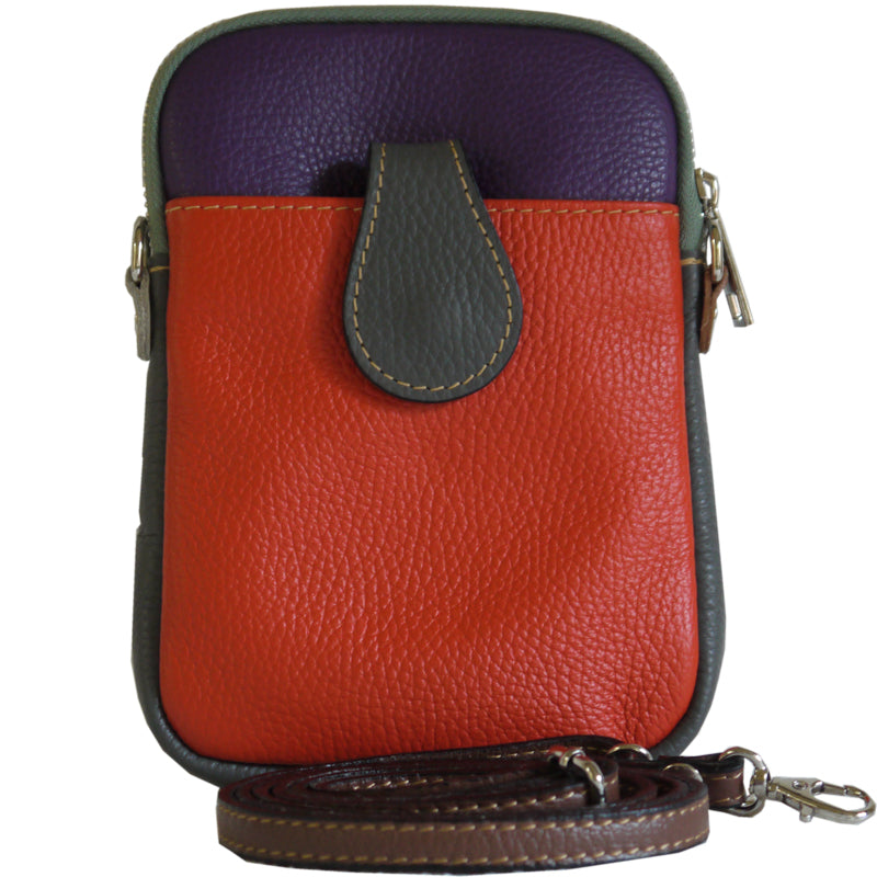 (a3) Your Bag Heaven Orange Multi Leather Crossbody Shoulder Belt Bag