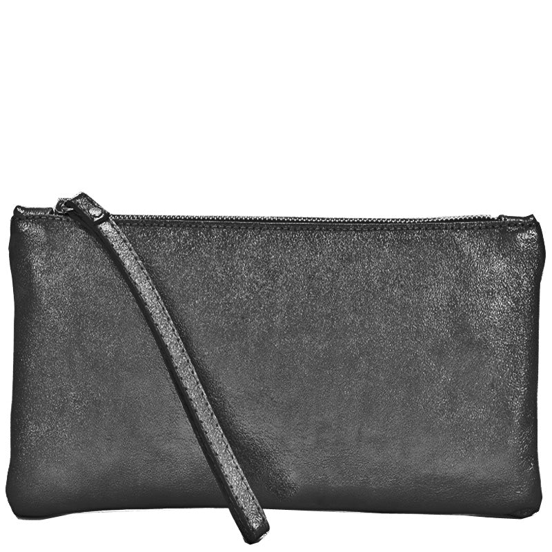 Your Bag Heaven (b) Metallic Black Leather Clutch Bag Wrist Bag