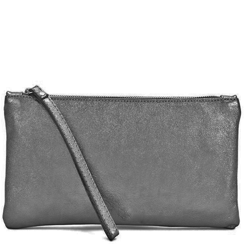 Your Bag Heaven (b) Metallic Pewter Leather Clutch Bag Wrist Bag