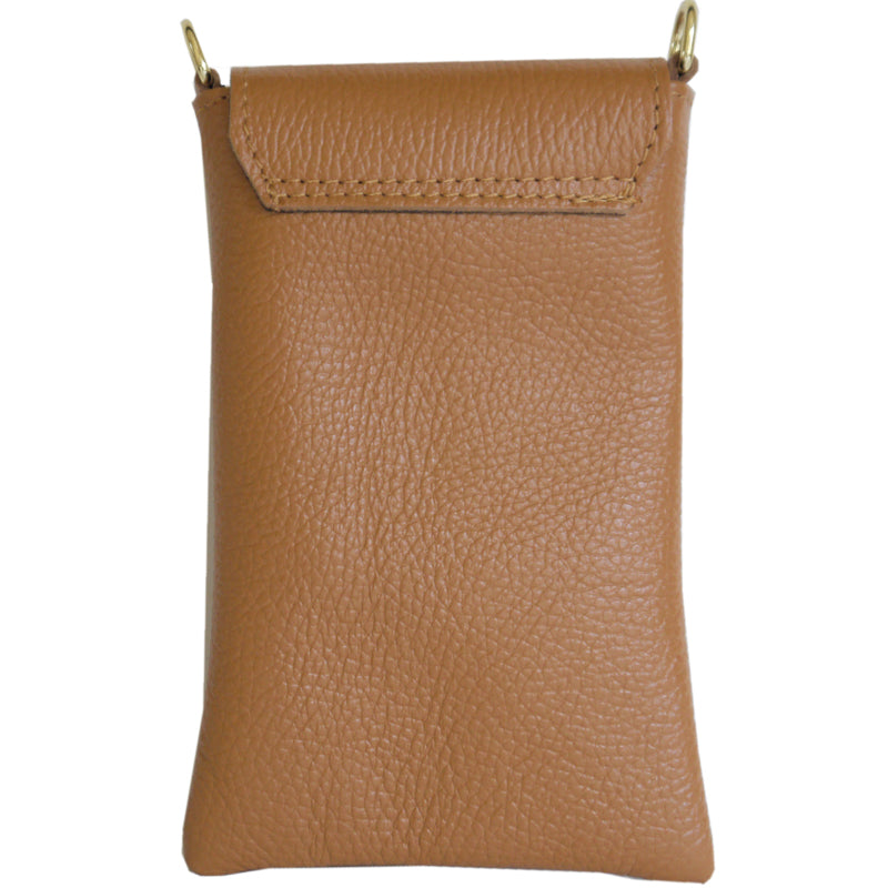 (b6c) Your Bag Heaven Tan Leather Crossbody Shoulder Phone Bag