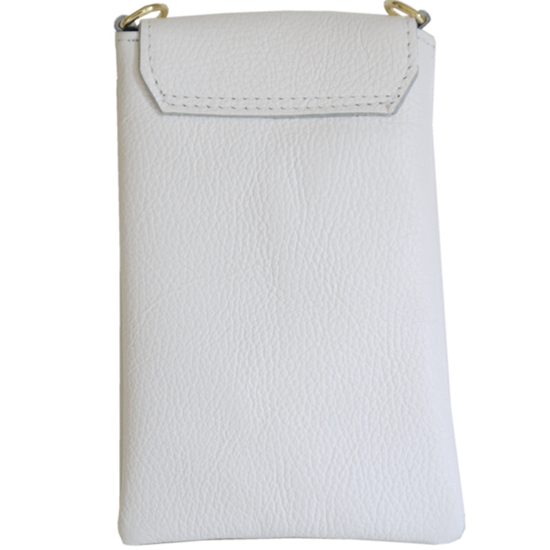 (a1) Your Bag Heaven White Leather Crossbody Shoulder Phone Bag